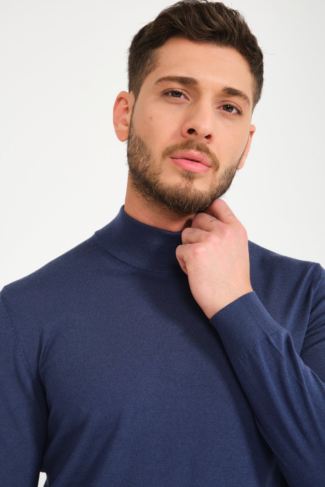 Blue Wool Knit Sweater - ADAMO