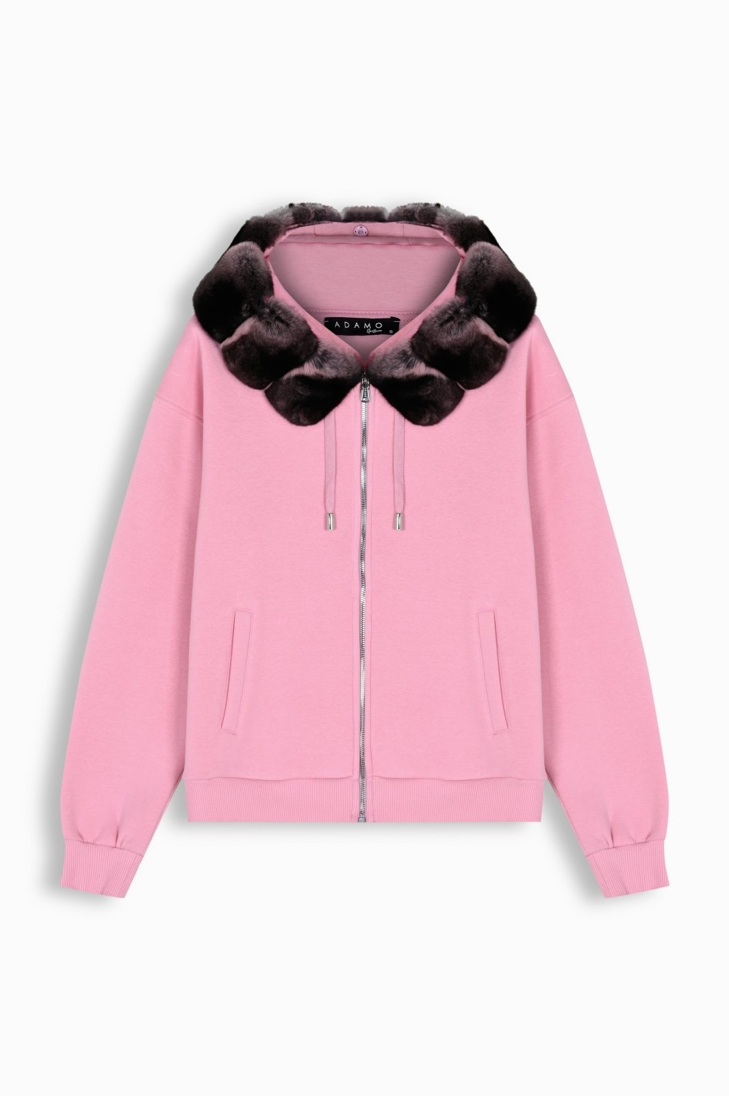 Blush Pink Chinchilla Fur Hoodie - ADAMO