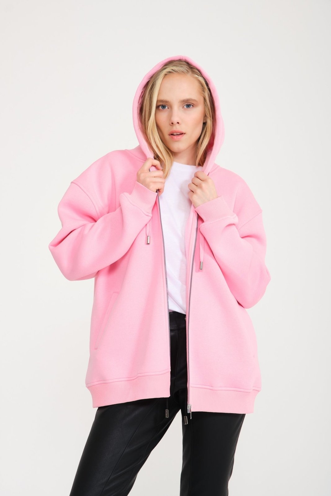 Blush Pink Chinchilla Fur Hoodie - ADAMO