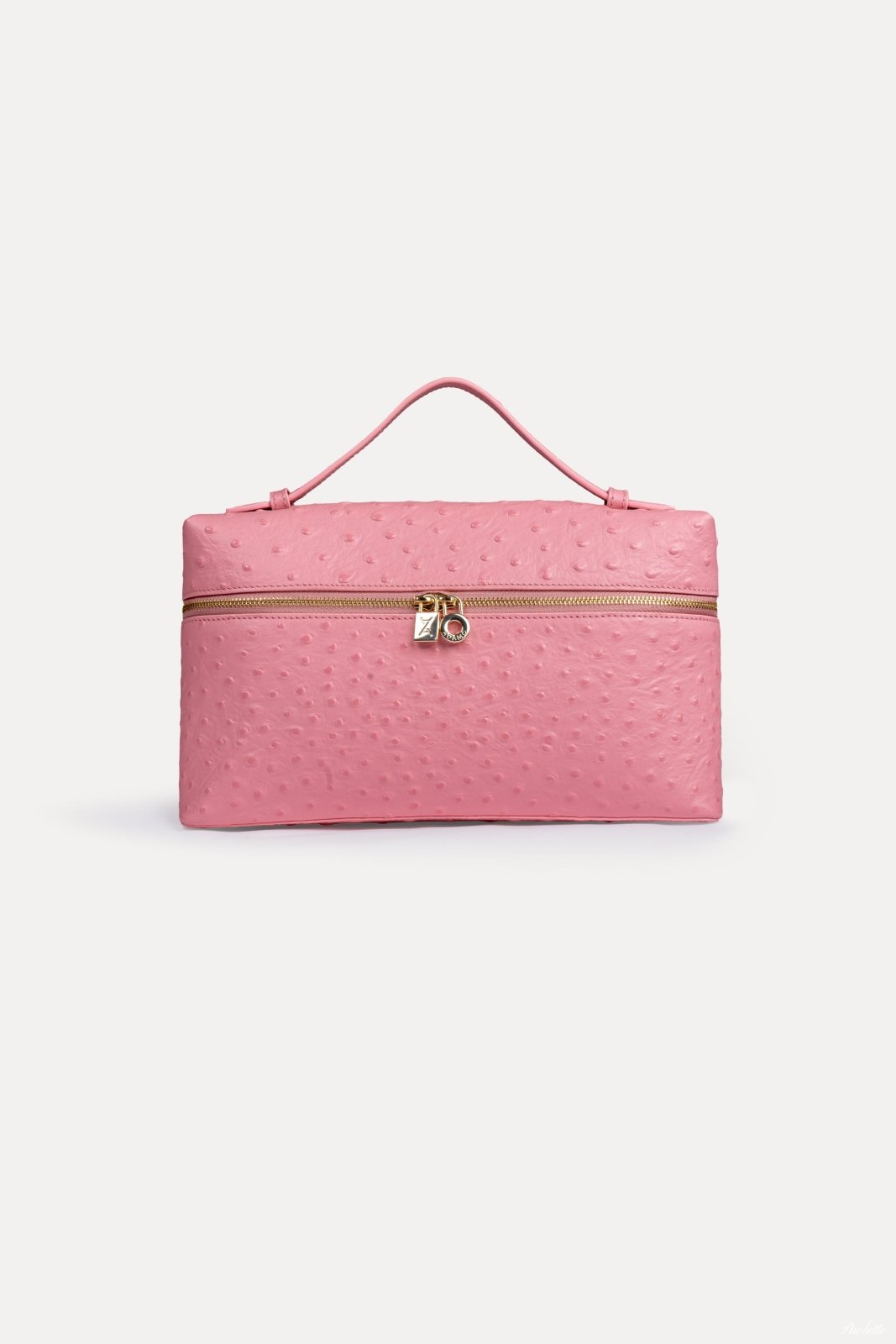 Blush Pink Ostrich Leather Bag - ADAMO