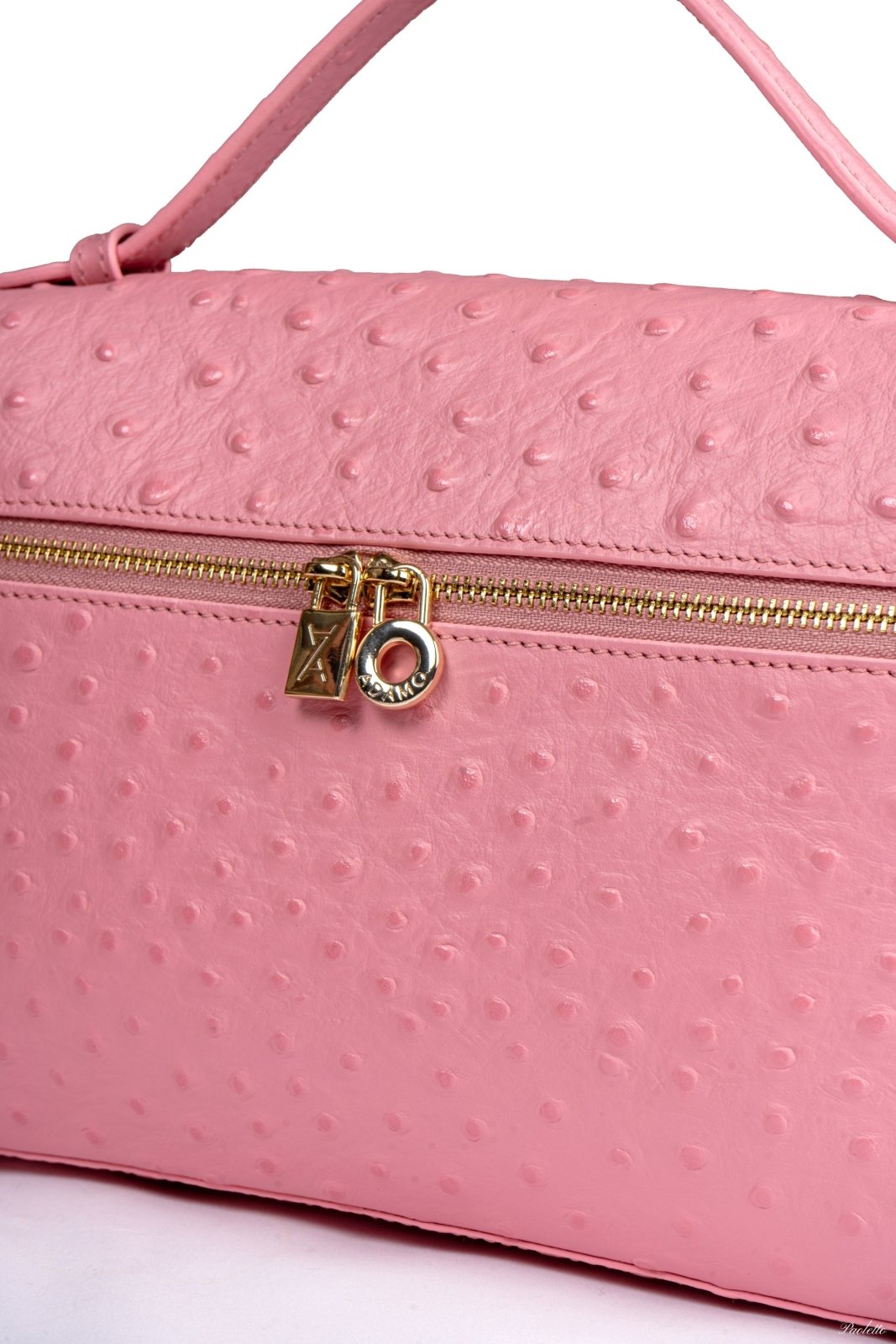 Blush Pink Ostrich Leather Bag - ADAMO