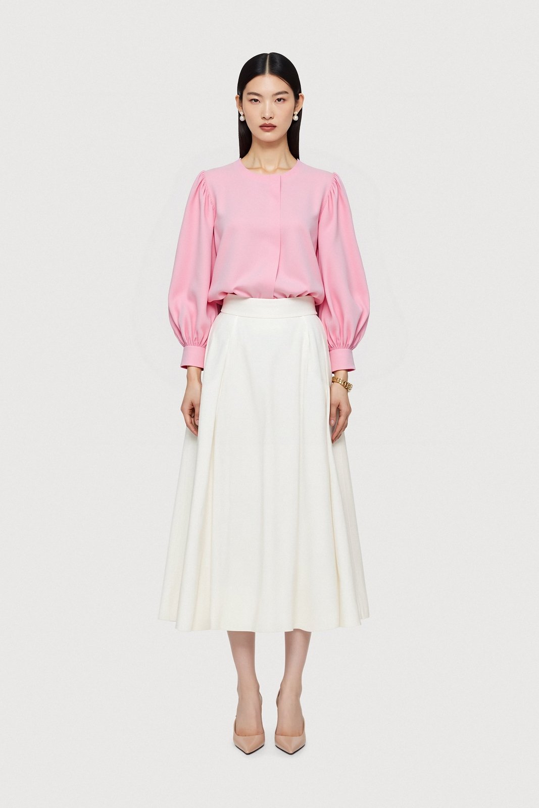 Blush Pink Structured Cotton Blouse - ADAMO