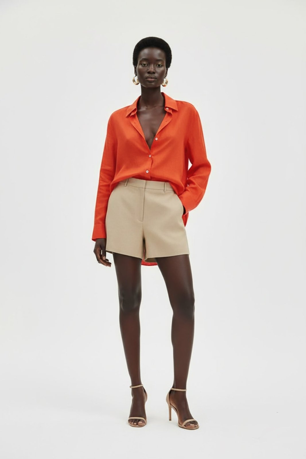 Bold Sunset Orange Linen Shirt - ADAMO