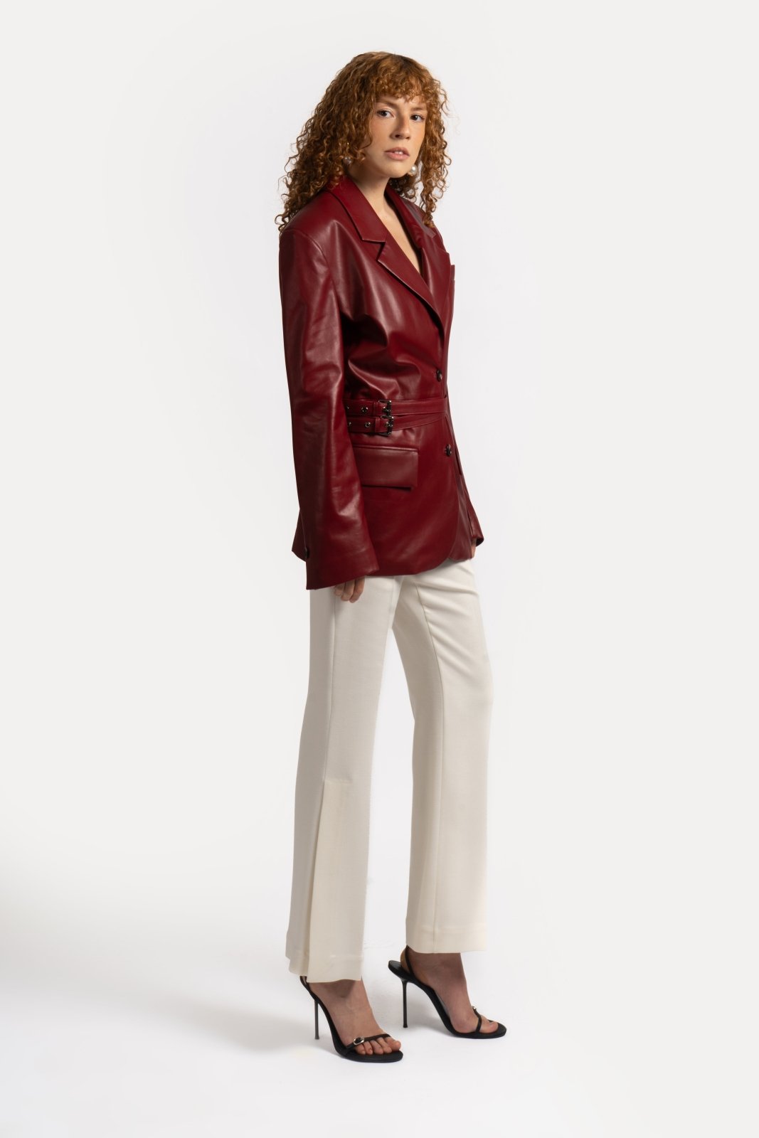 Bordeaux Leather Blazer - ADAMO