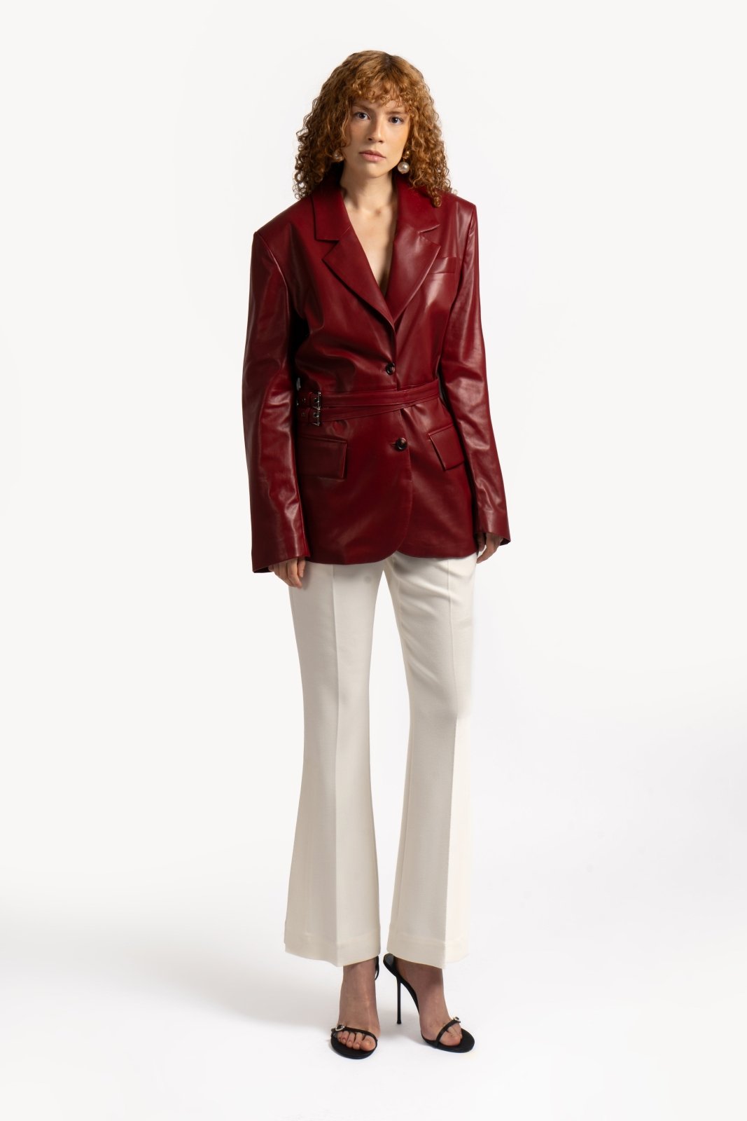 Bordeaux Leather Blazer - ADAMO
