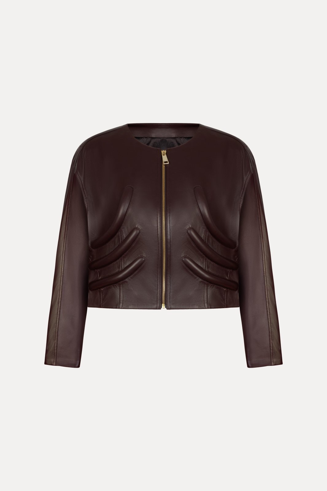 Bordeaux Sculpted Leather Jacket - ADAMO