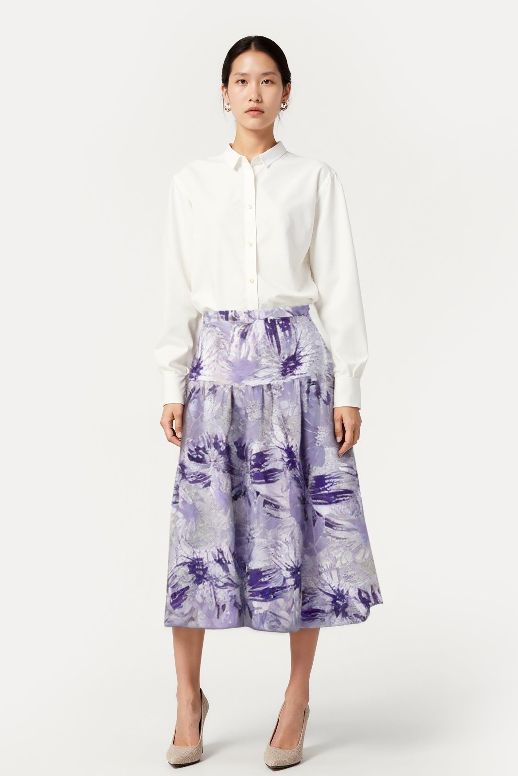 Brocade Tiered Midi Skirt - ADAMO