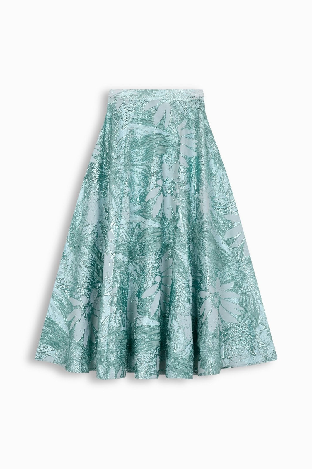 Brocade Tiered Midi Skirt with Floral Design - ADAMO