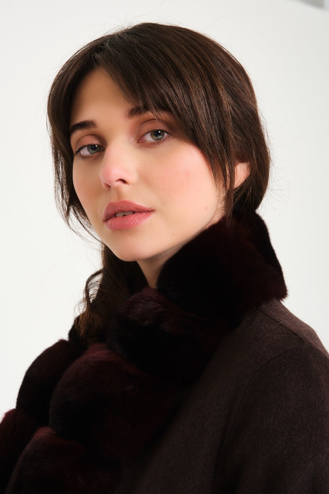 Brown / Burgundy Double Face Long Cashmere Coat - ADAMO