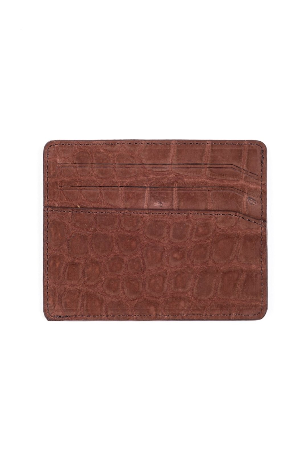 Brown Crocodile Leather Card Holder - ADAMO