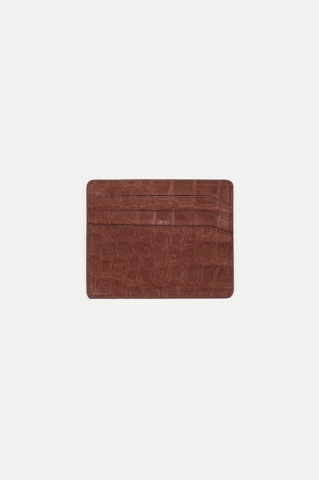 Brown Crocodile Leather Card Holder - ADAMO