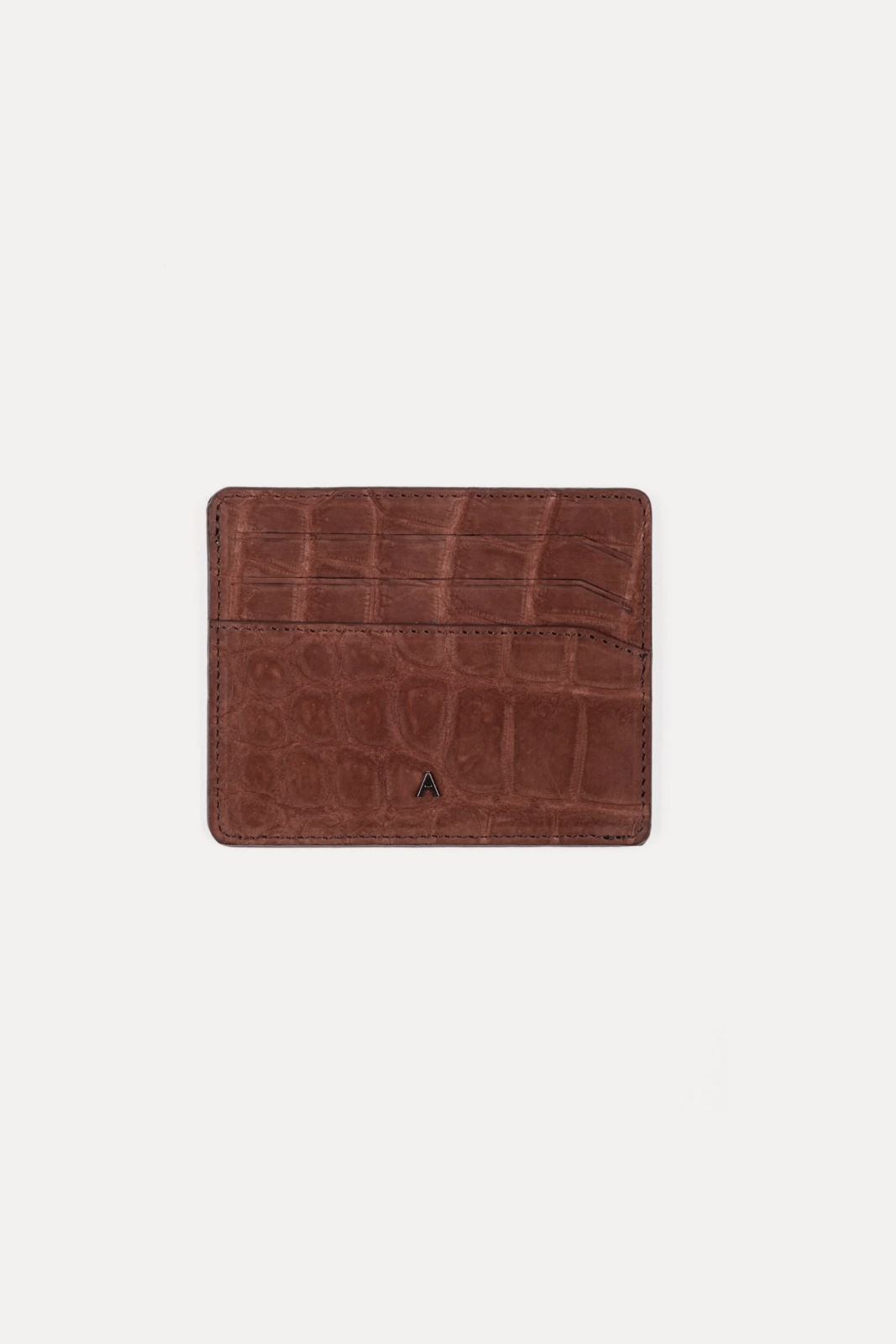 Brown Crocodile Leather Card Holder - ADAMO