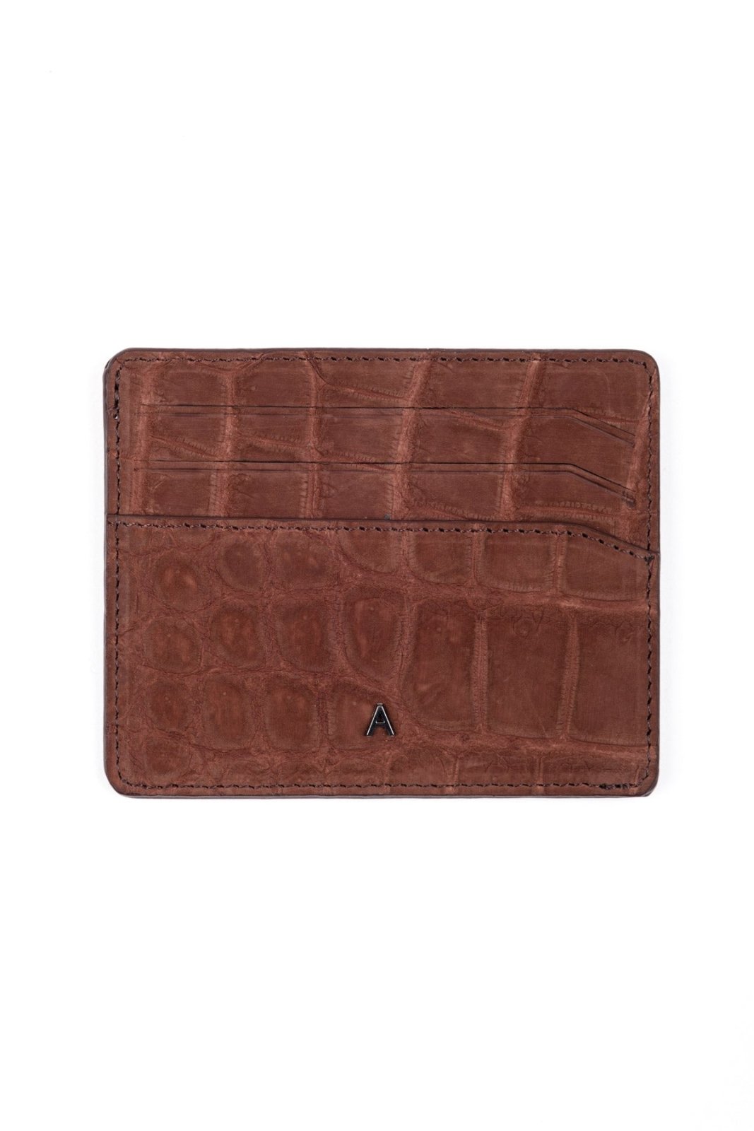 Brown Crocodile Leather Card Holder - ADAMO