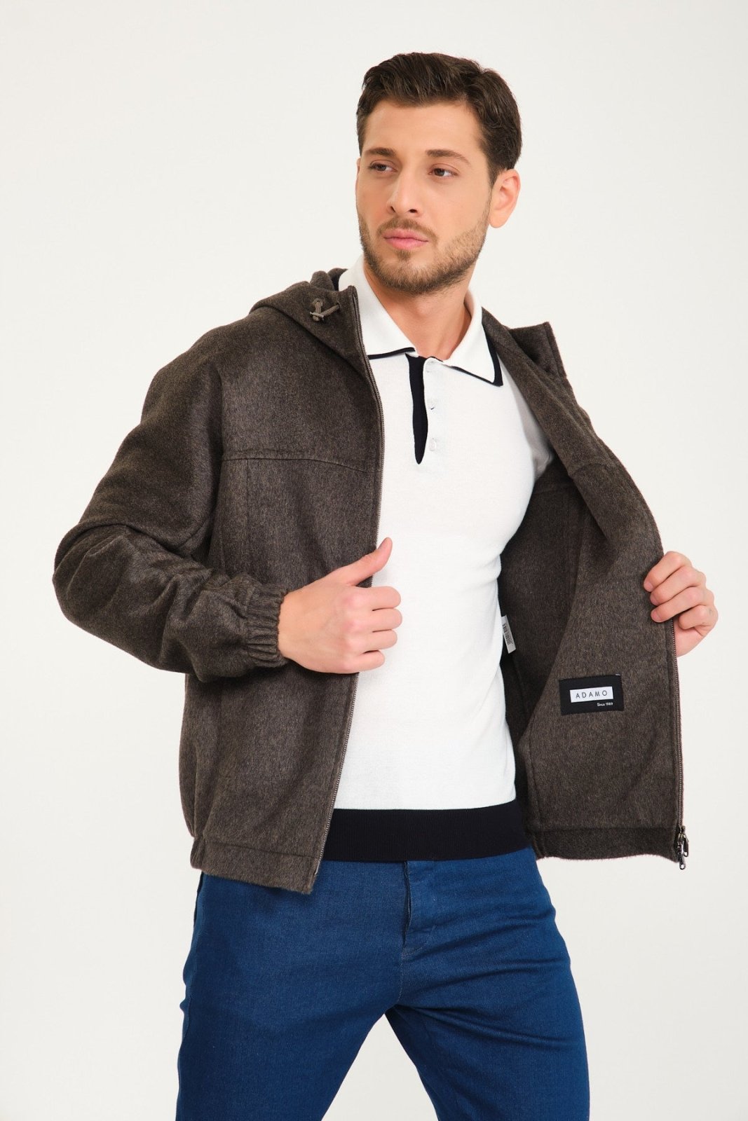 Brown & Grey Cashmere Coat - ADAMO