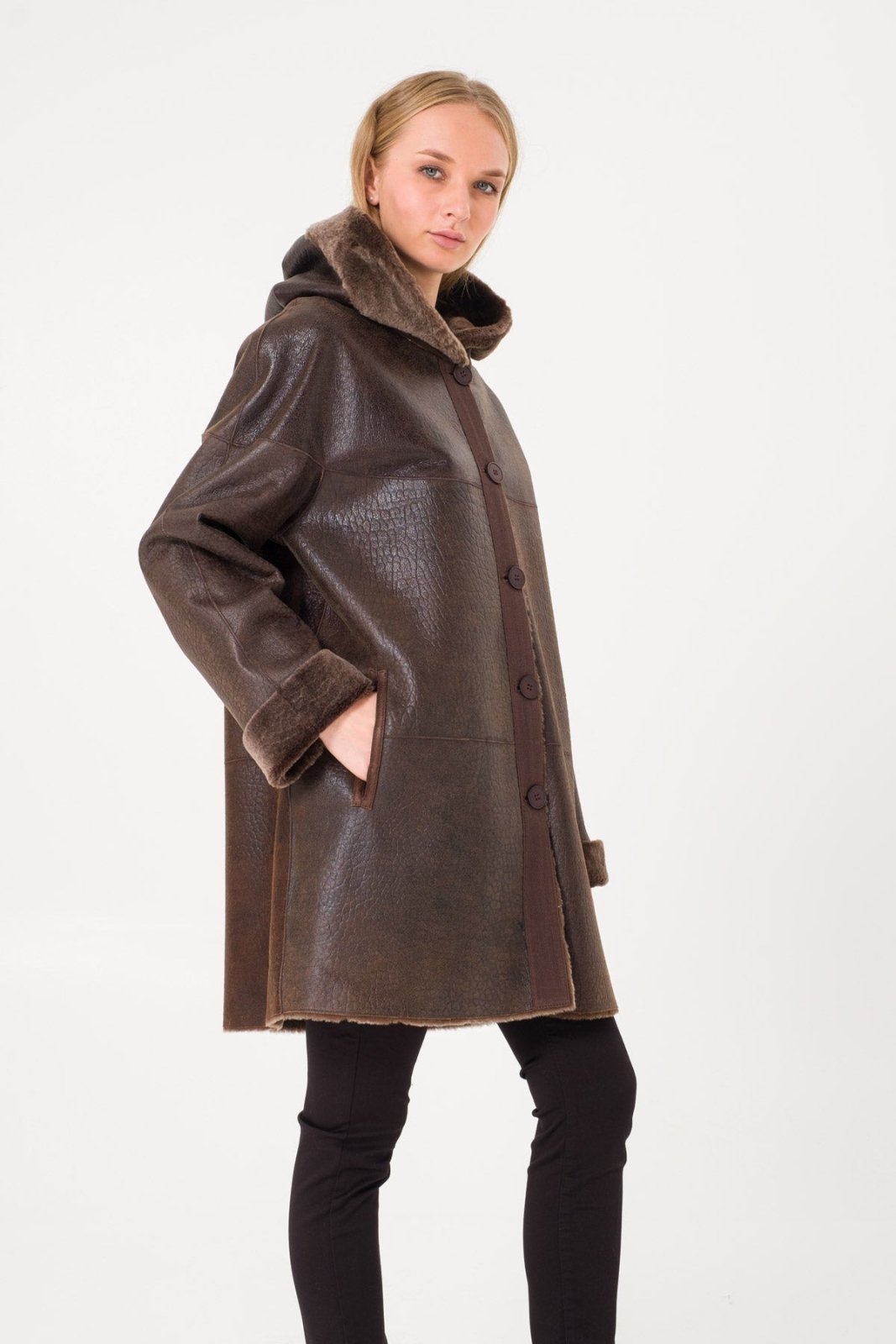 Brown Leather Coat - ADAMO