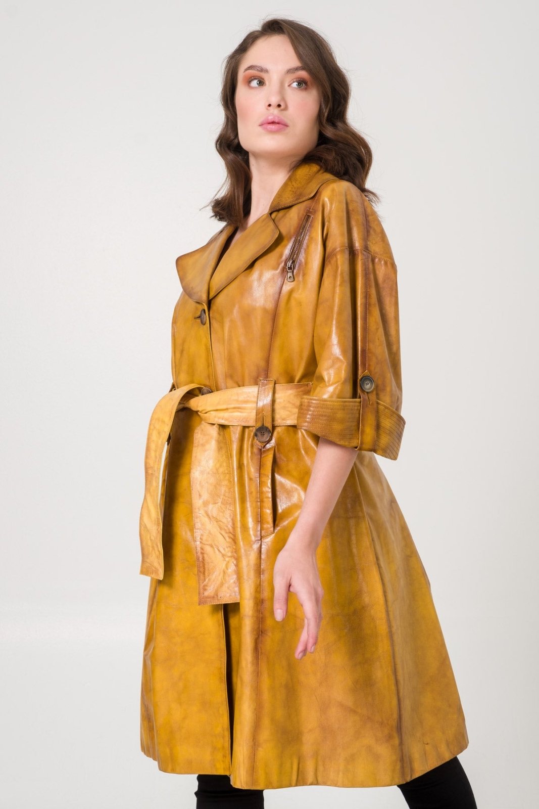 Brown Leather Coat - ADAMO