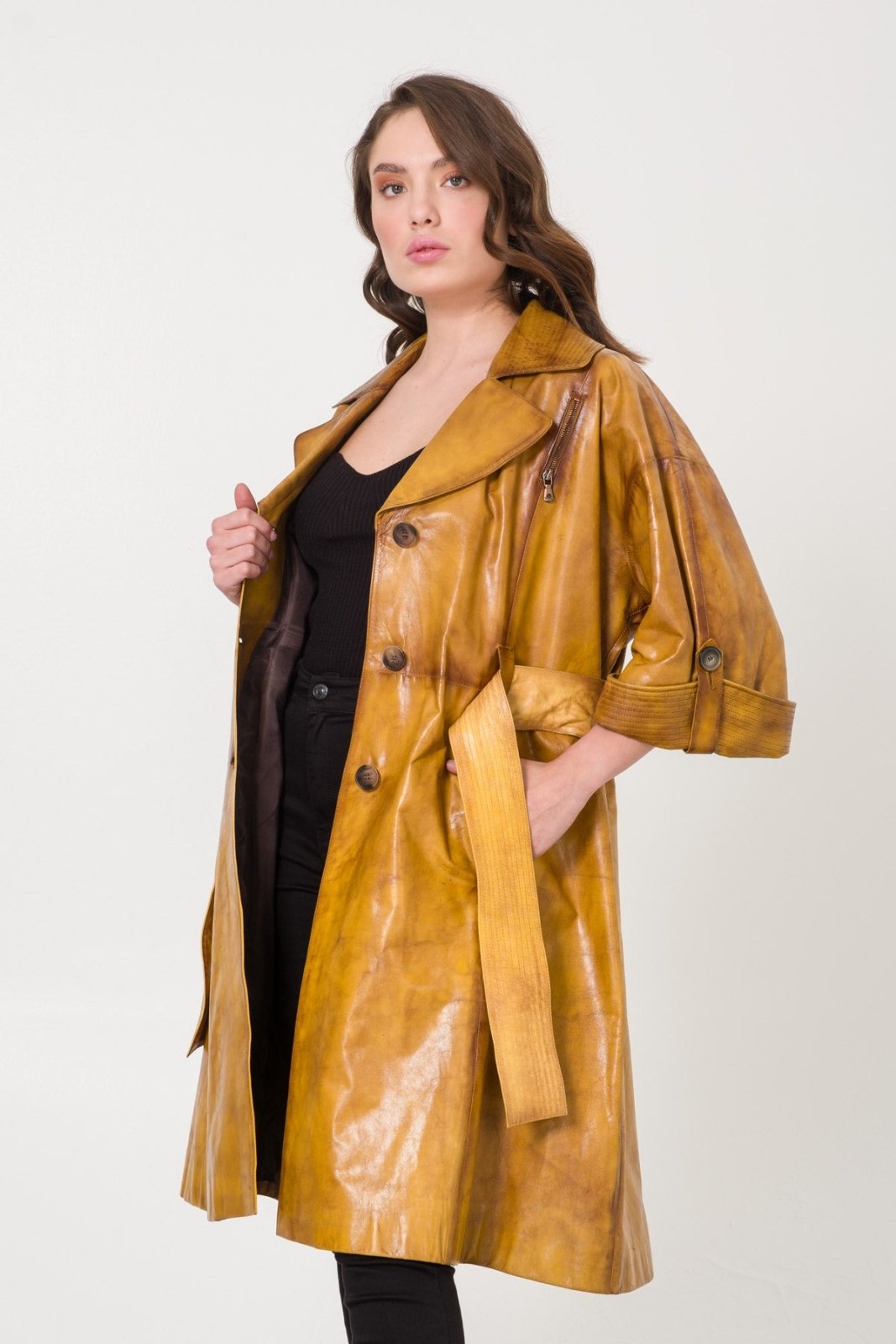 Brown Leather Coat - ADAMO