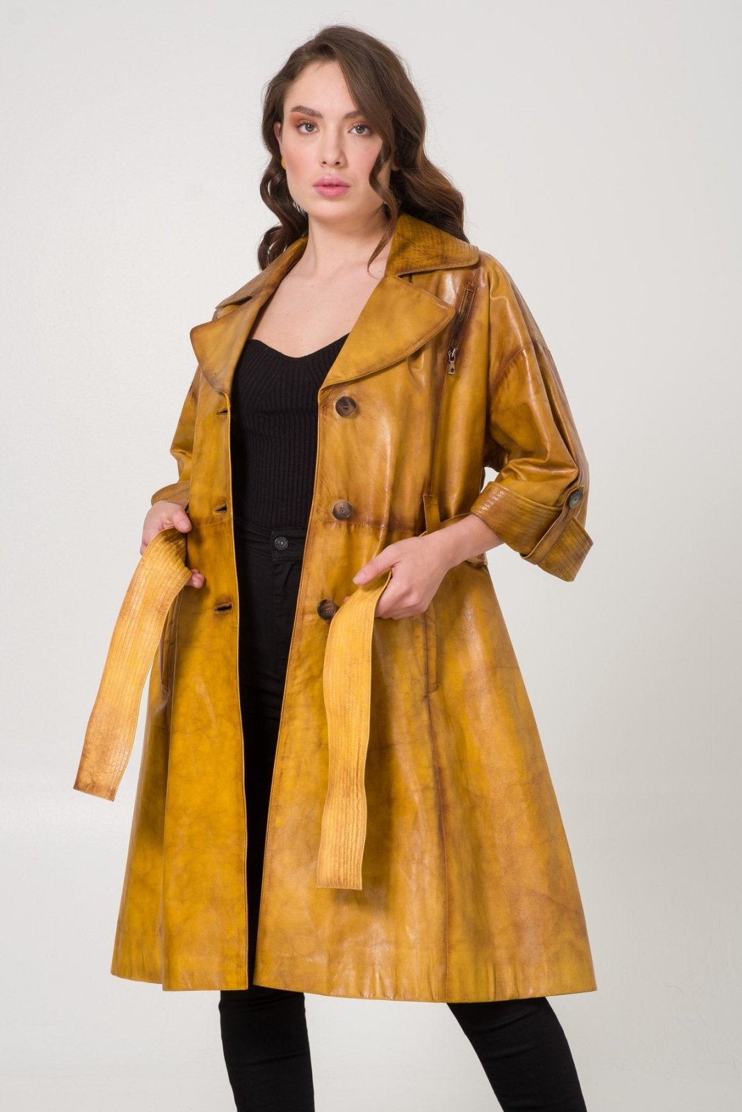 Brown Leather Coat - ADAMO