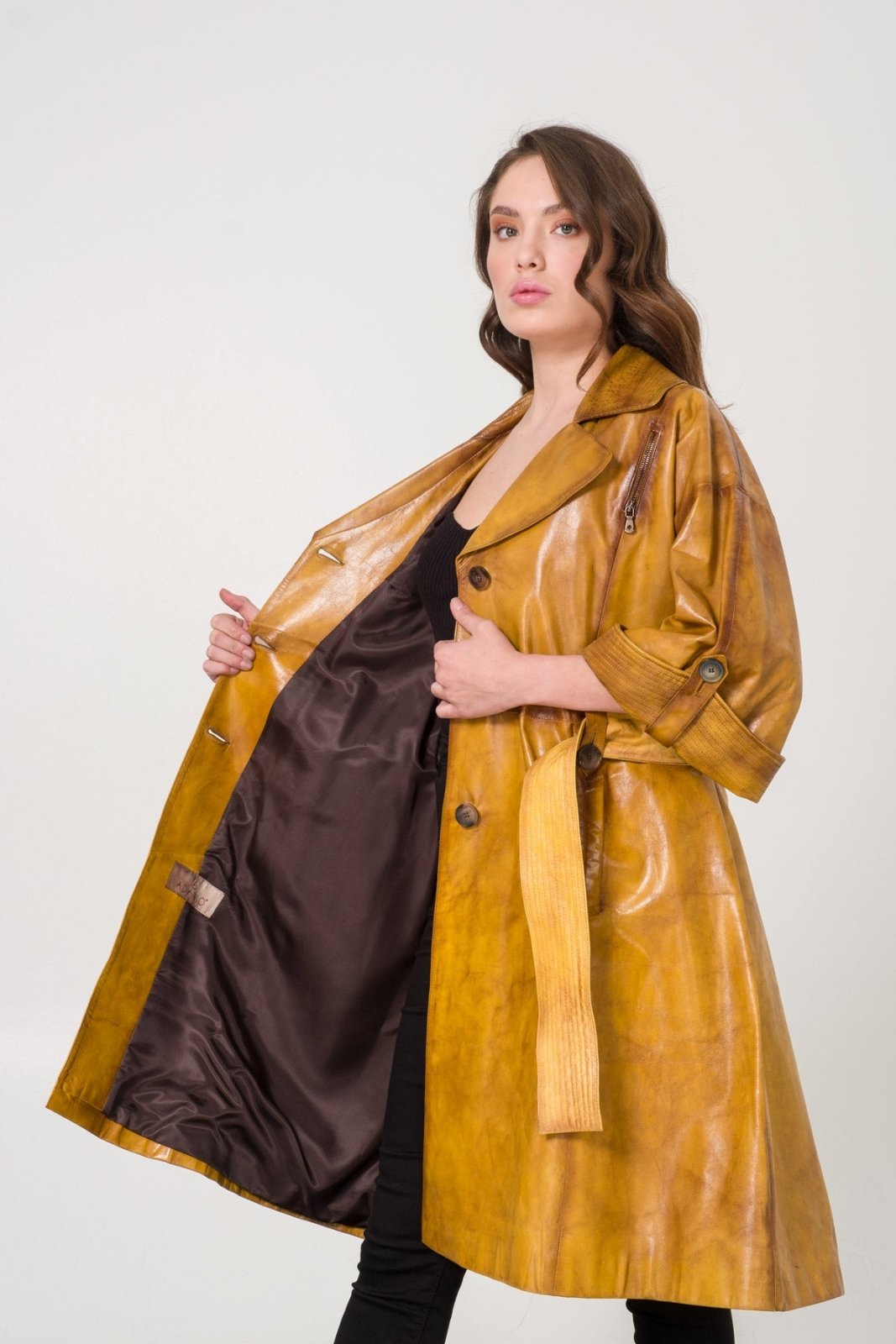 Brown Leather Coat - ADAMO