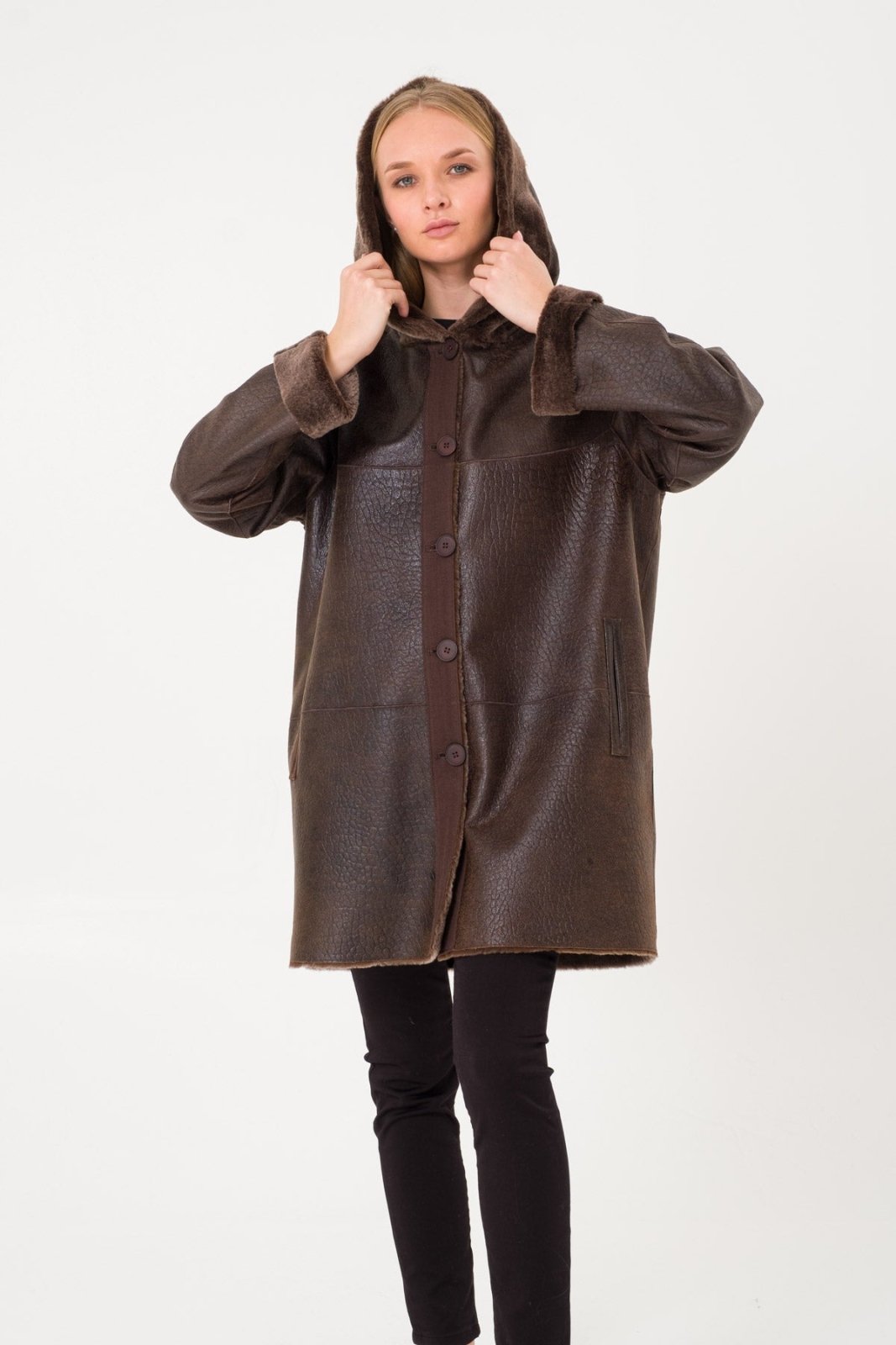 Brown Leather Coat - ADAMO