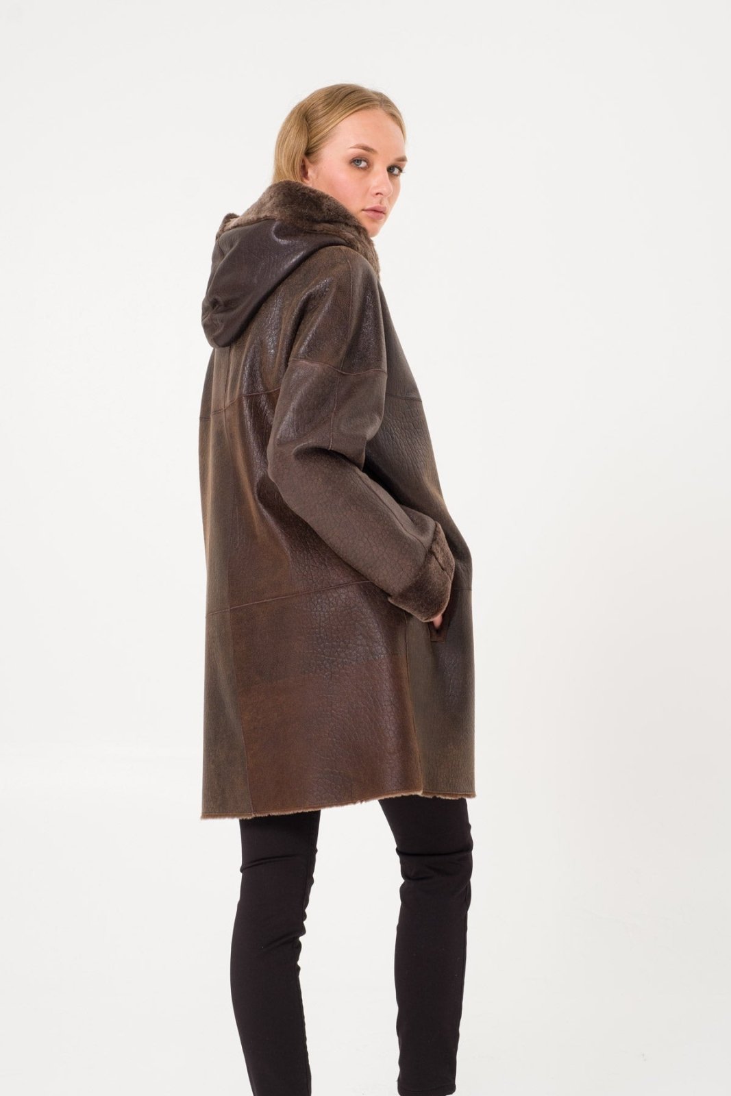 Brown Leather Coat - ADAMO