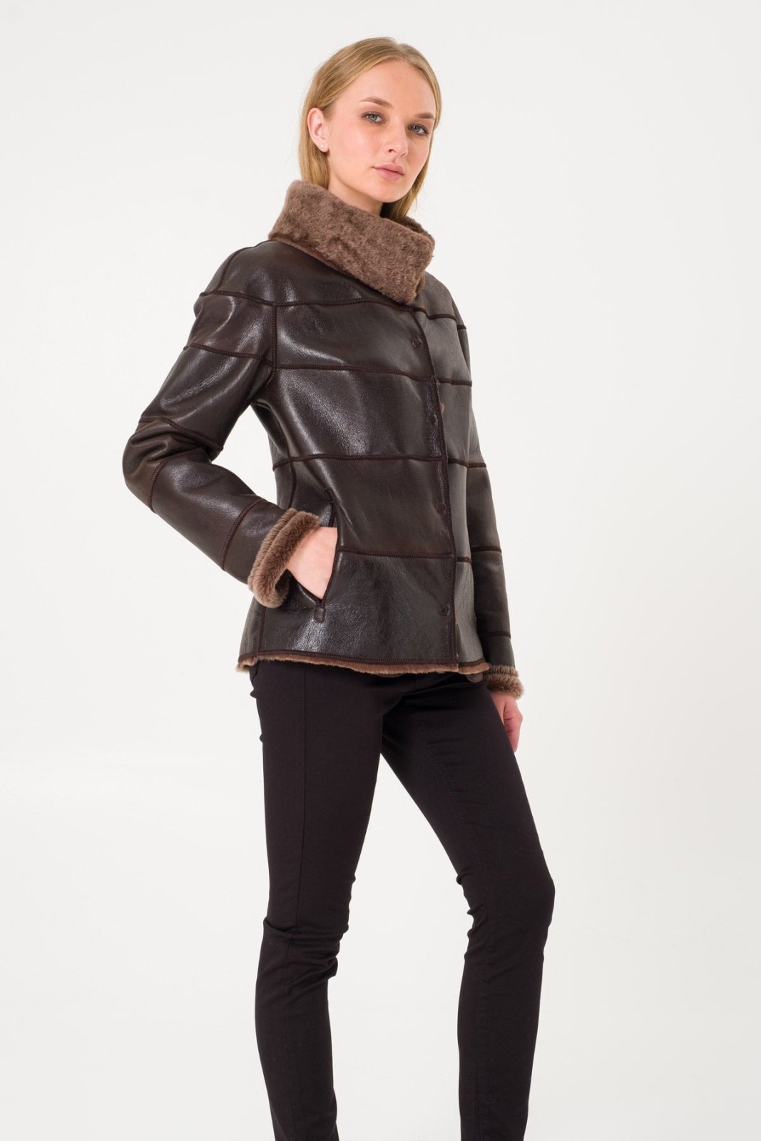 Brown Leather Jacket - ADAMO