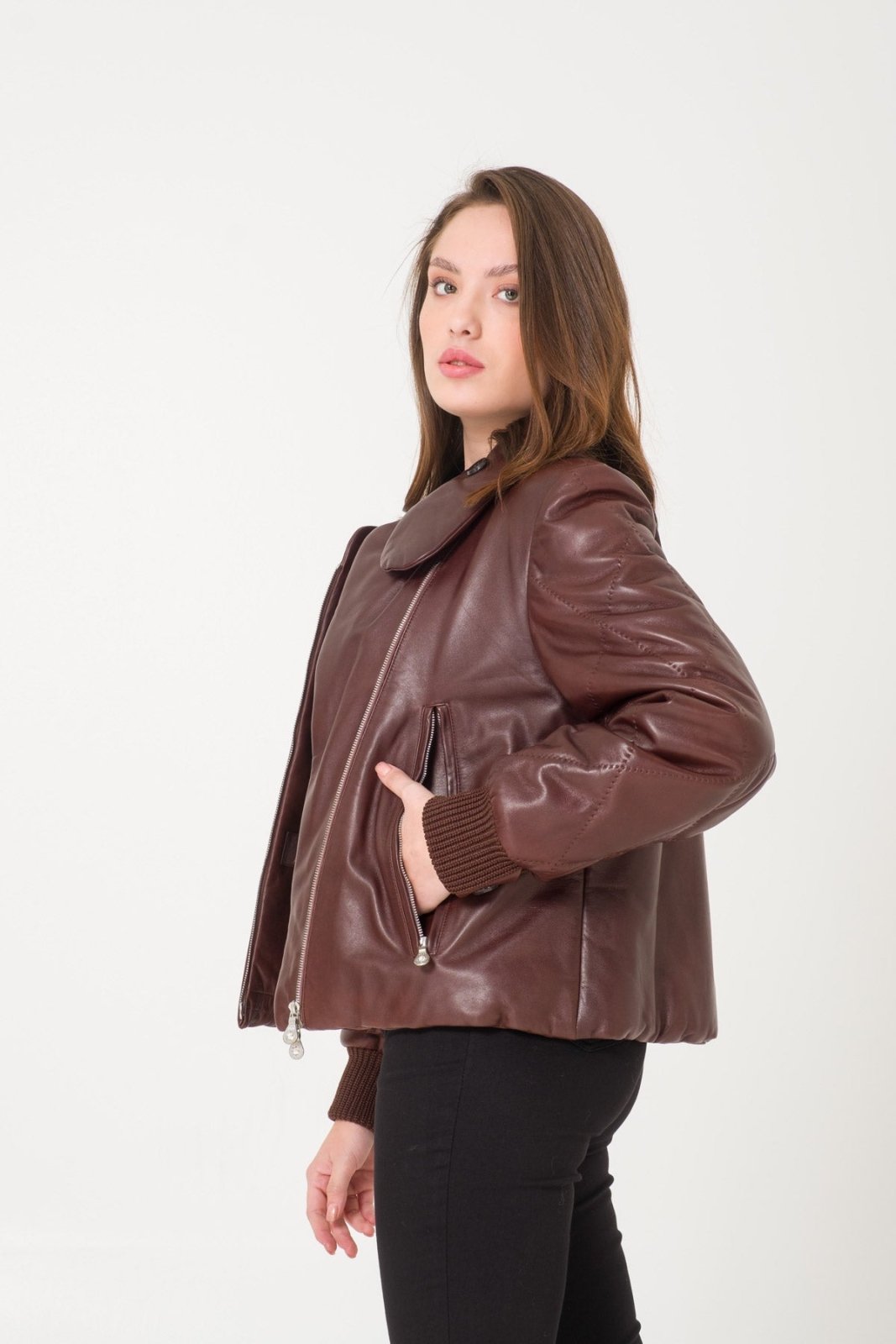 Brown Leather Jacket - ADAMO