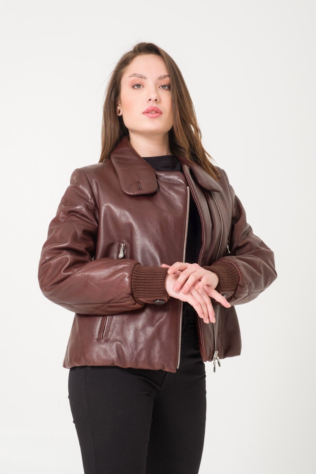 Brown Leather Jacket - ADAMO