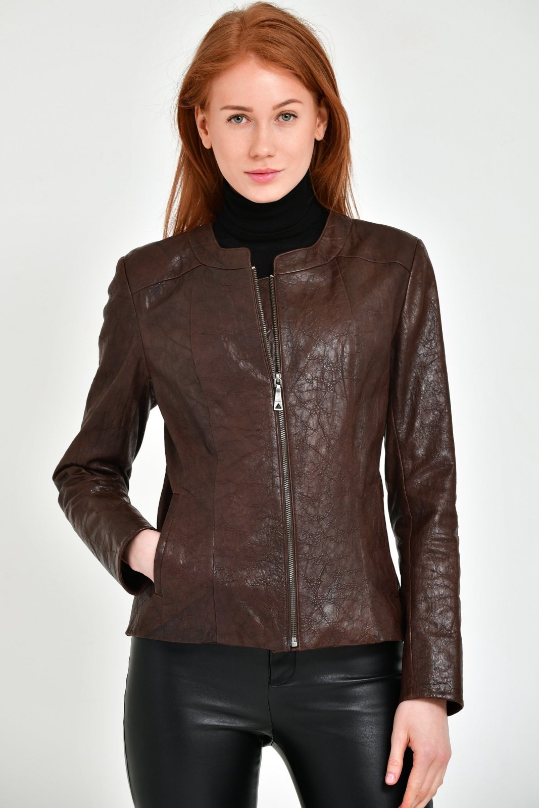 Brown Leather Jacket - ADAMO