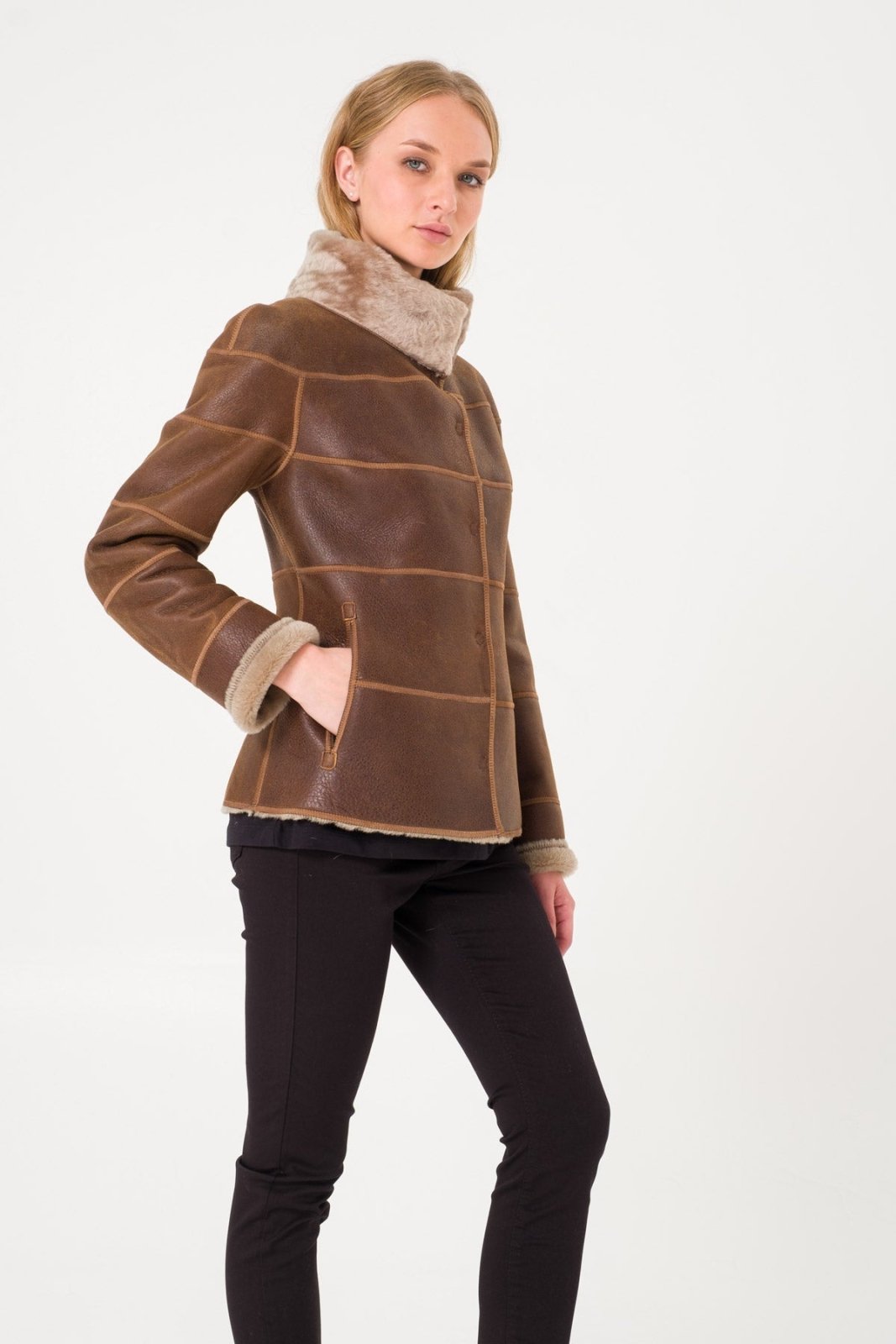 Brown Leather Jacket - ADAMO