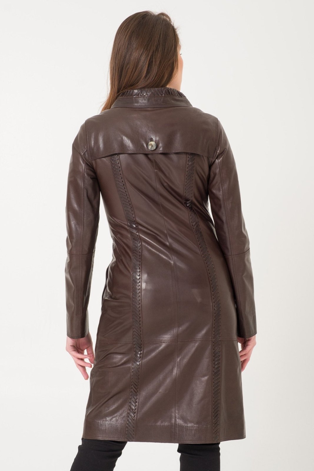 Brown Leather Trench Coat - ADAMO