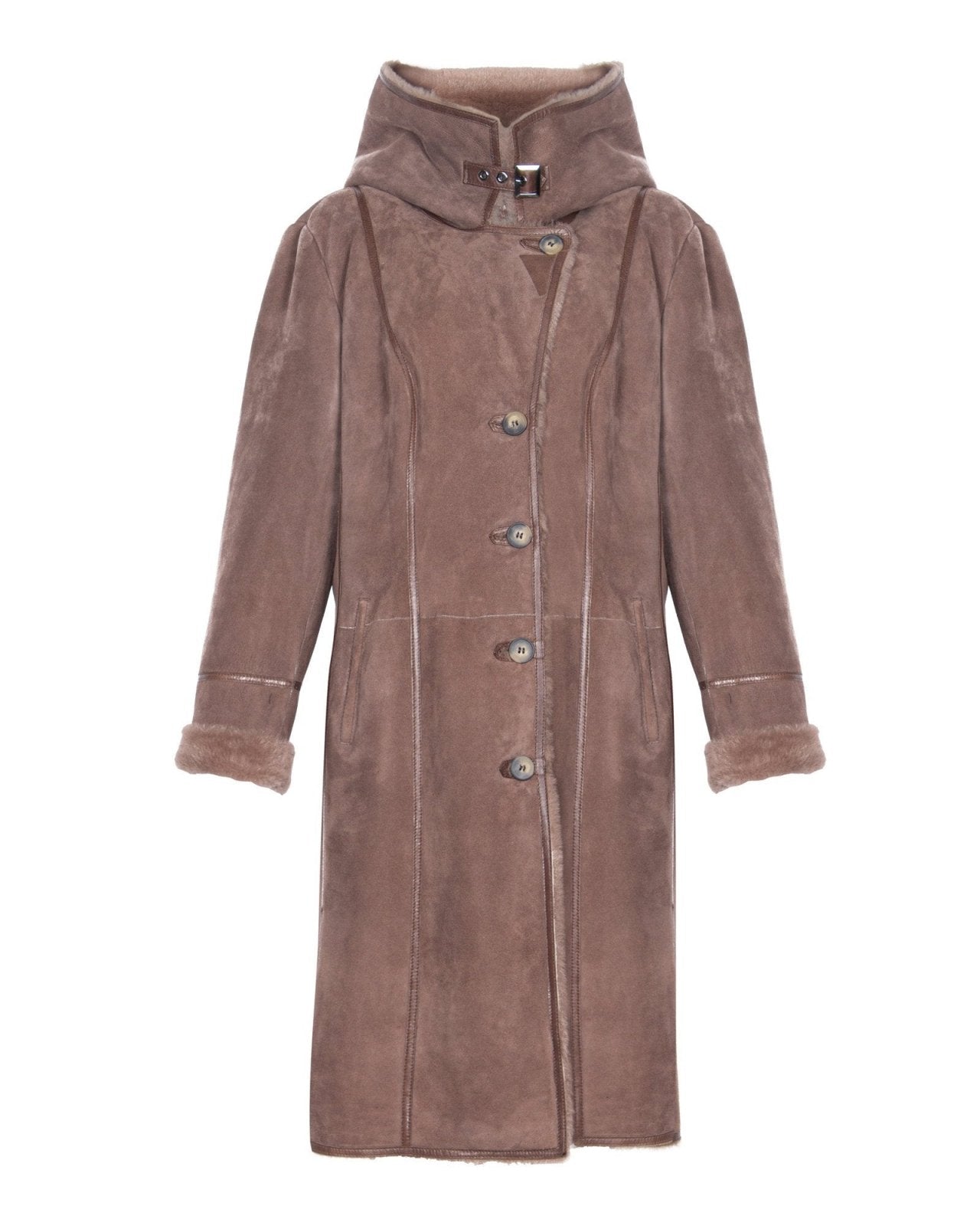 Brown Long Leather Coat - ADAMO