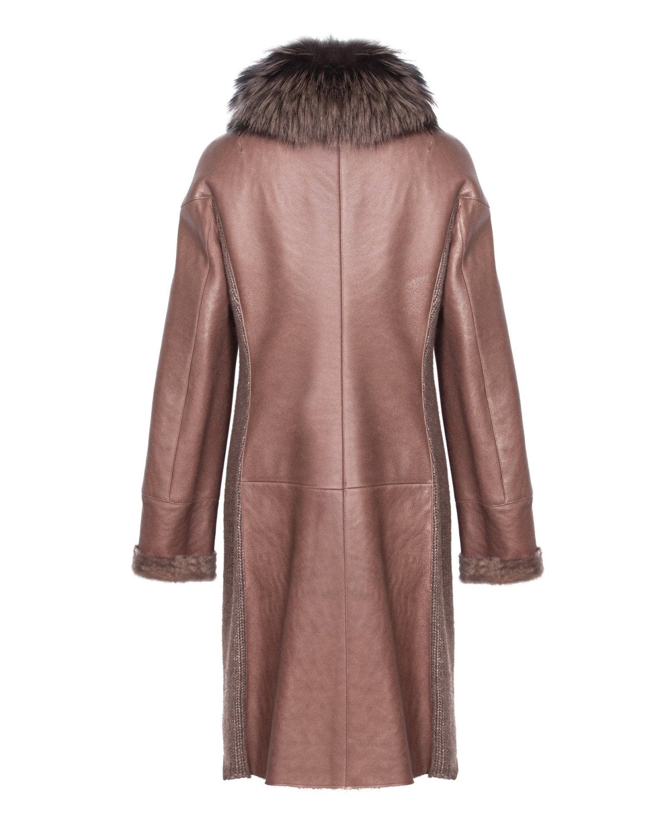 Brown Long Leather Coat - ADAMO