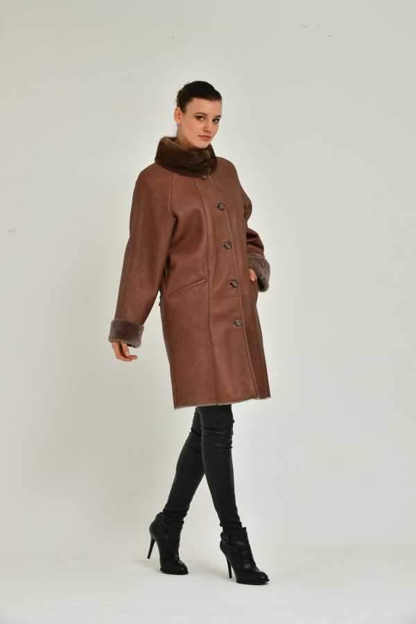 Brown Long Leather Coat - ADAMO