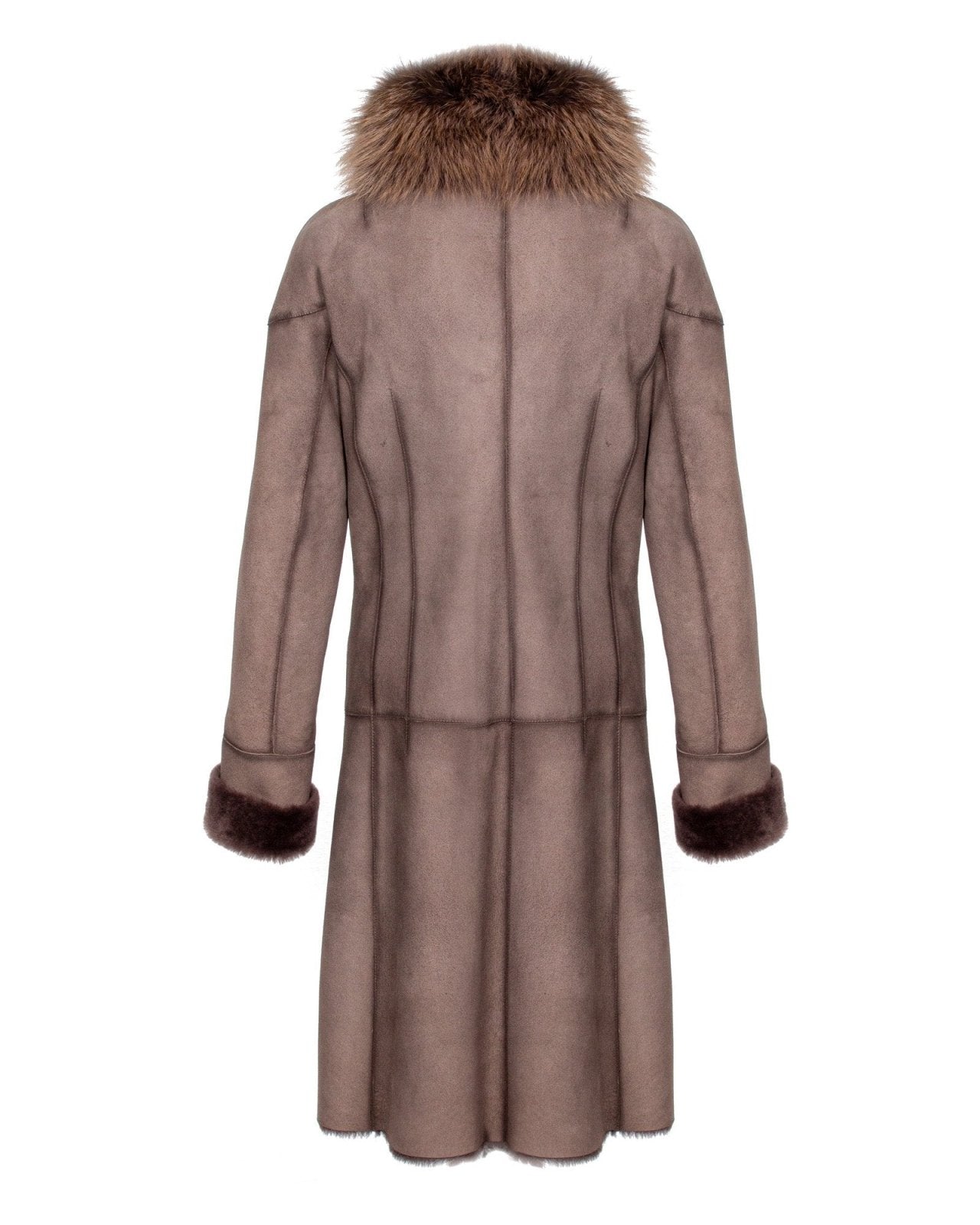 Brown Long Leather Coat - ADAMO