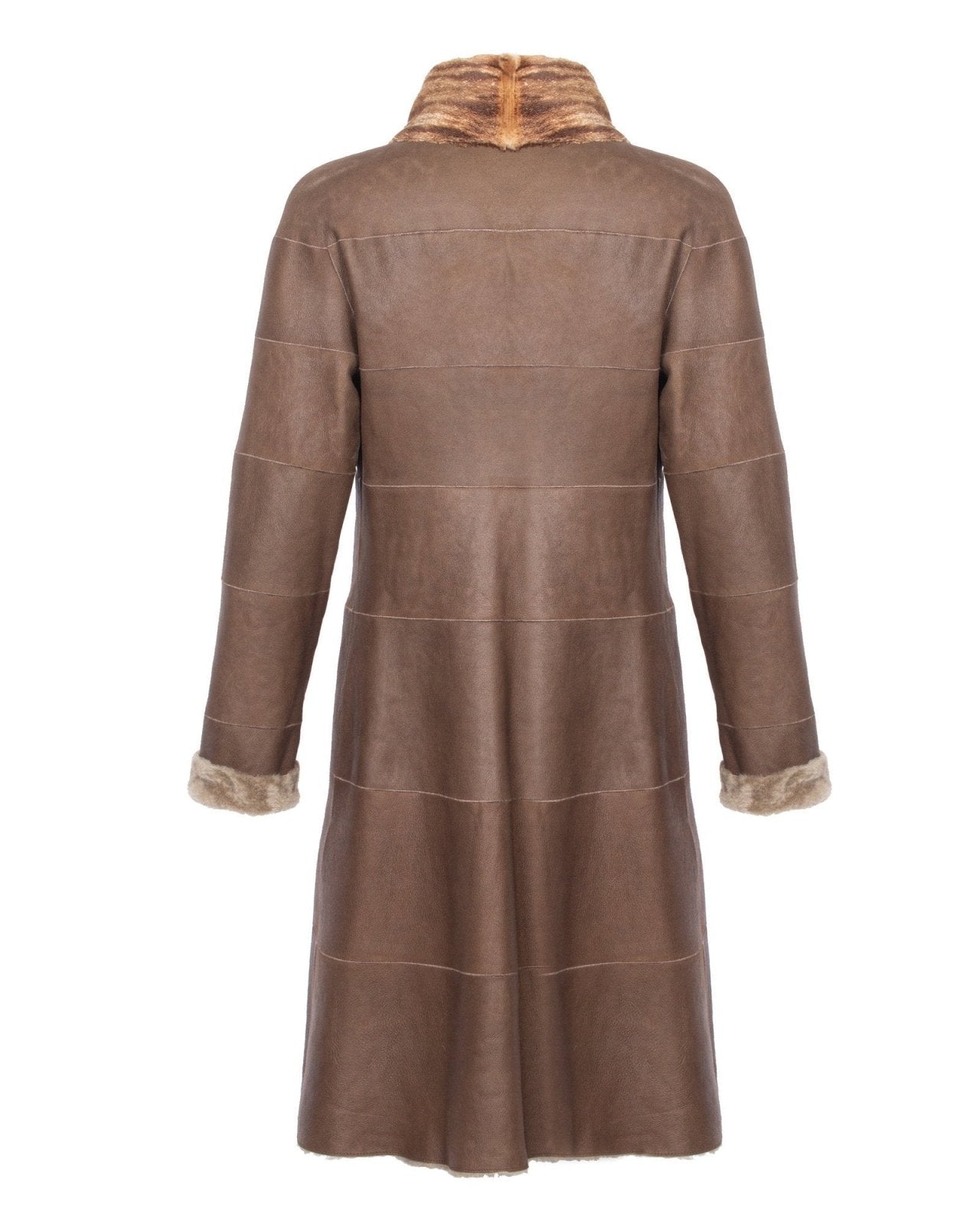 Brown Long Leather Coat - ADAMO