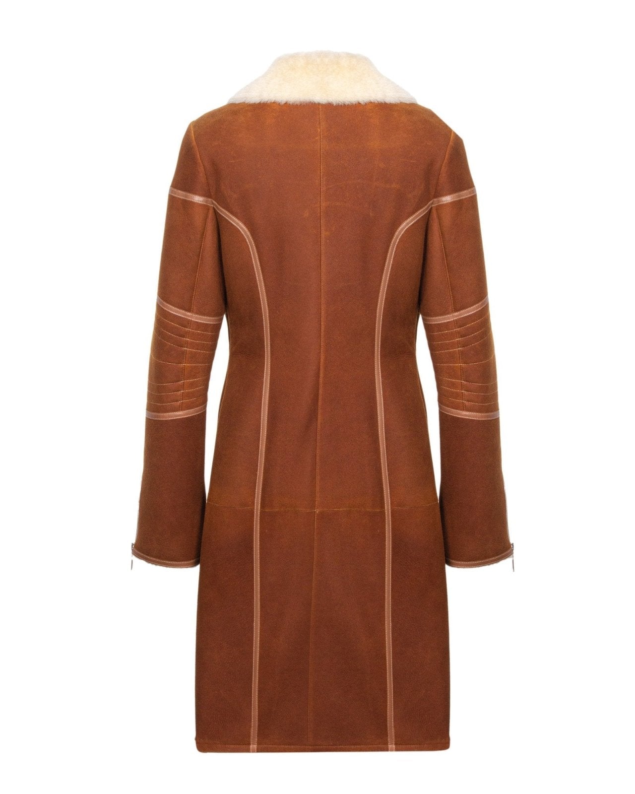 Brown Long Leather Coat - ADAMO