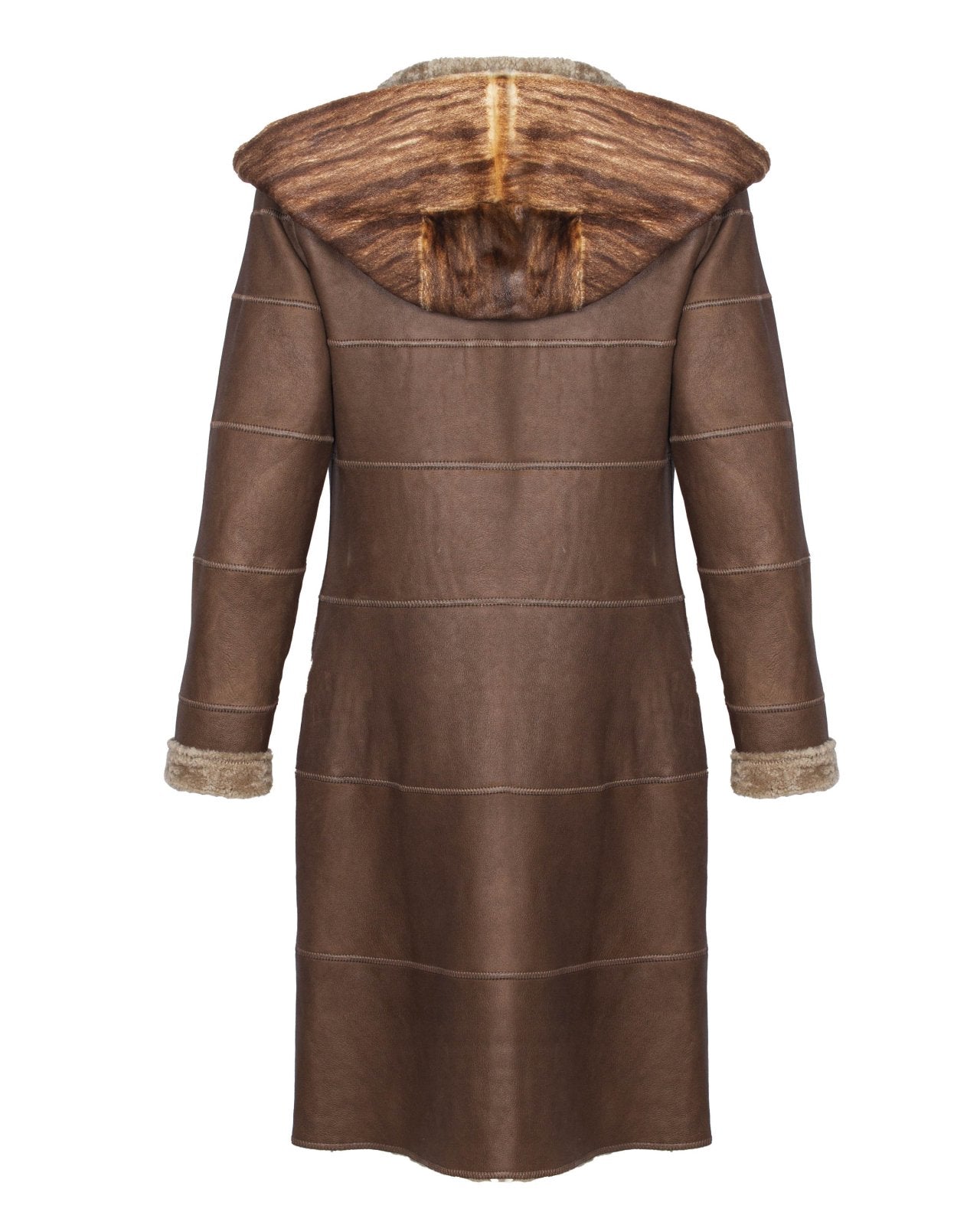 Brown Long Leather Coat - ADAMO