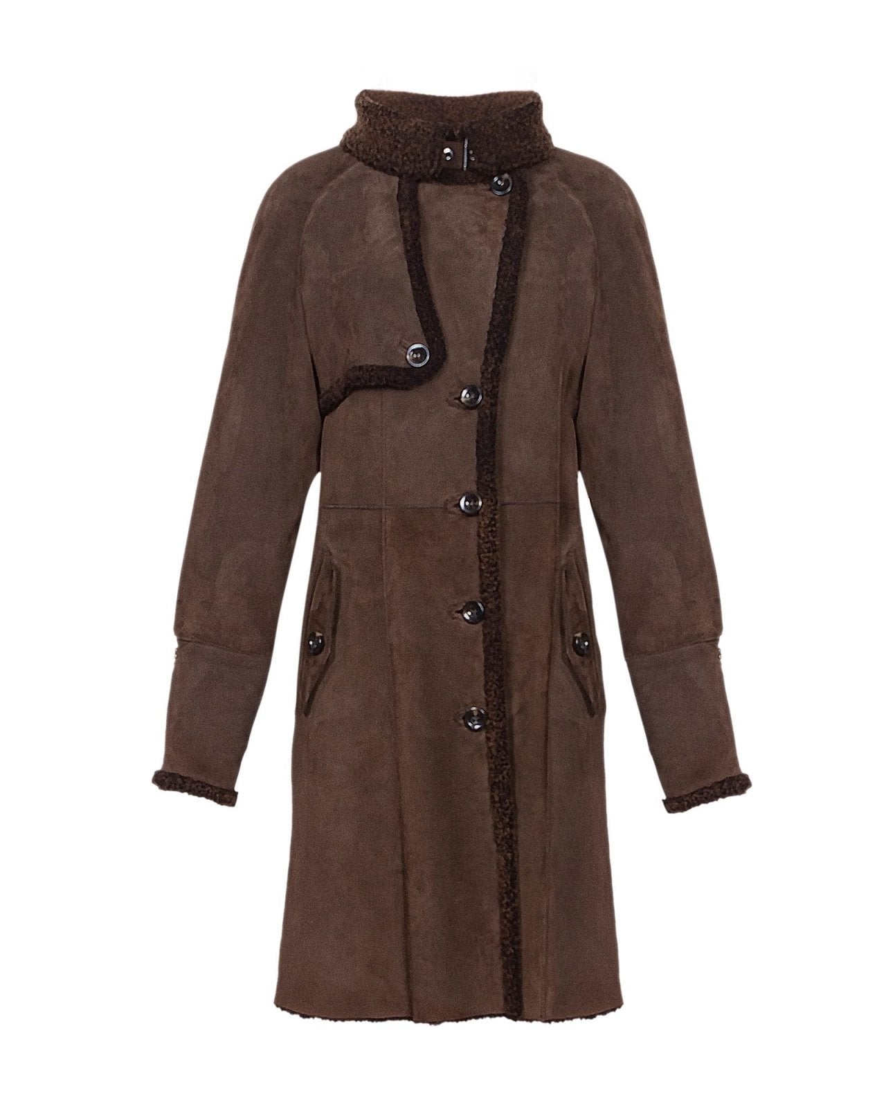 Brown Long Leather Coat - ADAMO