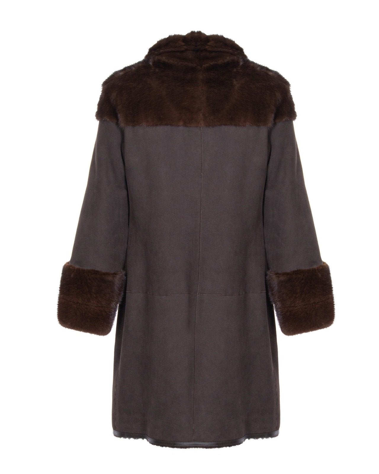 Brown Long Leather Coat - ADAMO