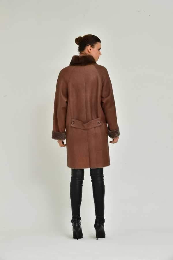 Brown Long Leather Coat - ADAMO