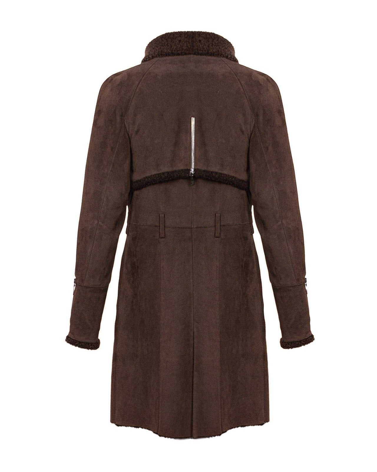 Brown Long Leather Coat - ADAMO