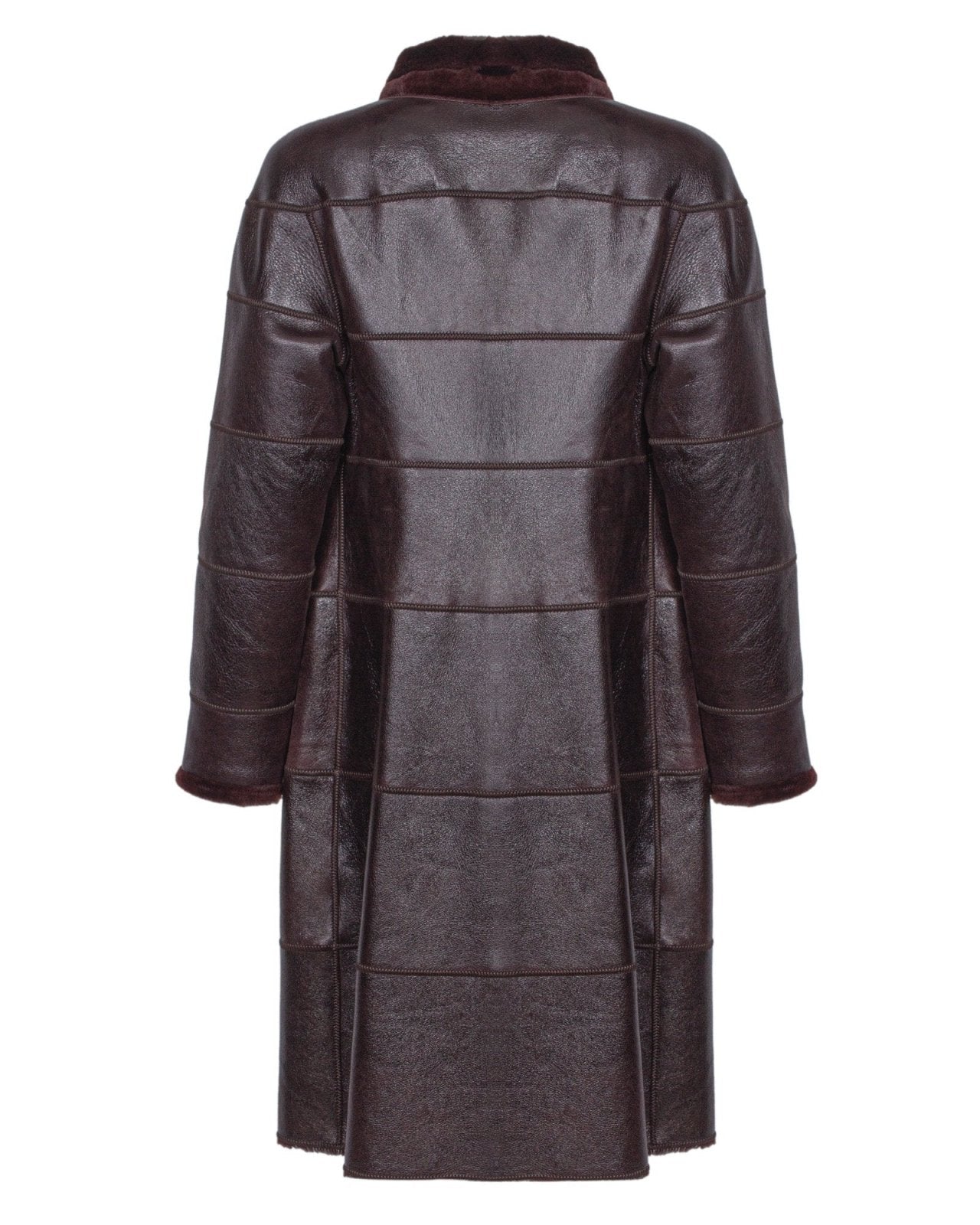 Brown Long Leather Coat - ADAMO