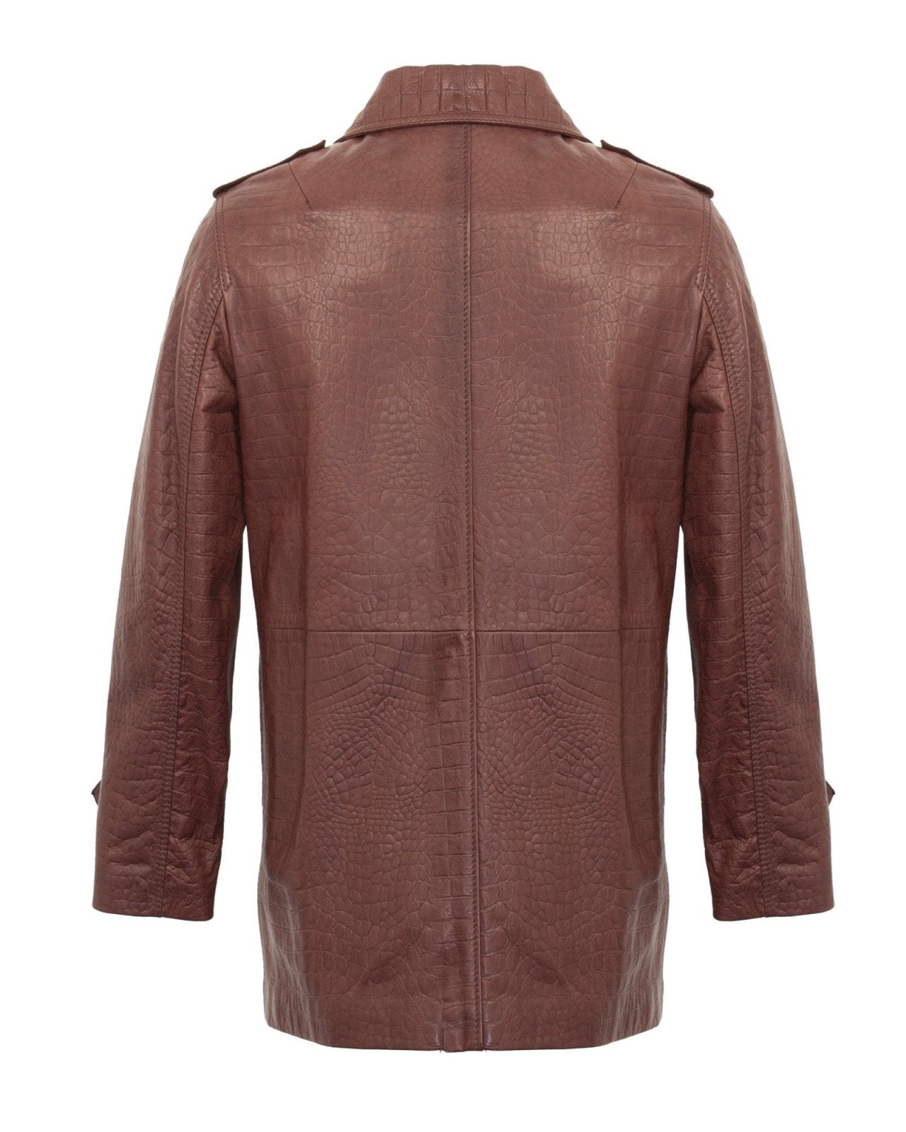 Brown Long Leather Jacket - ADAMO