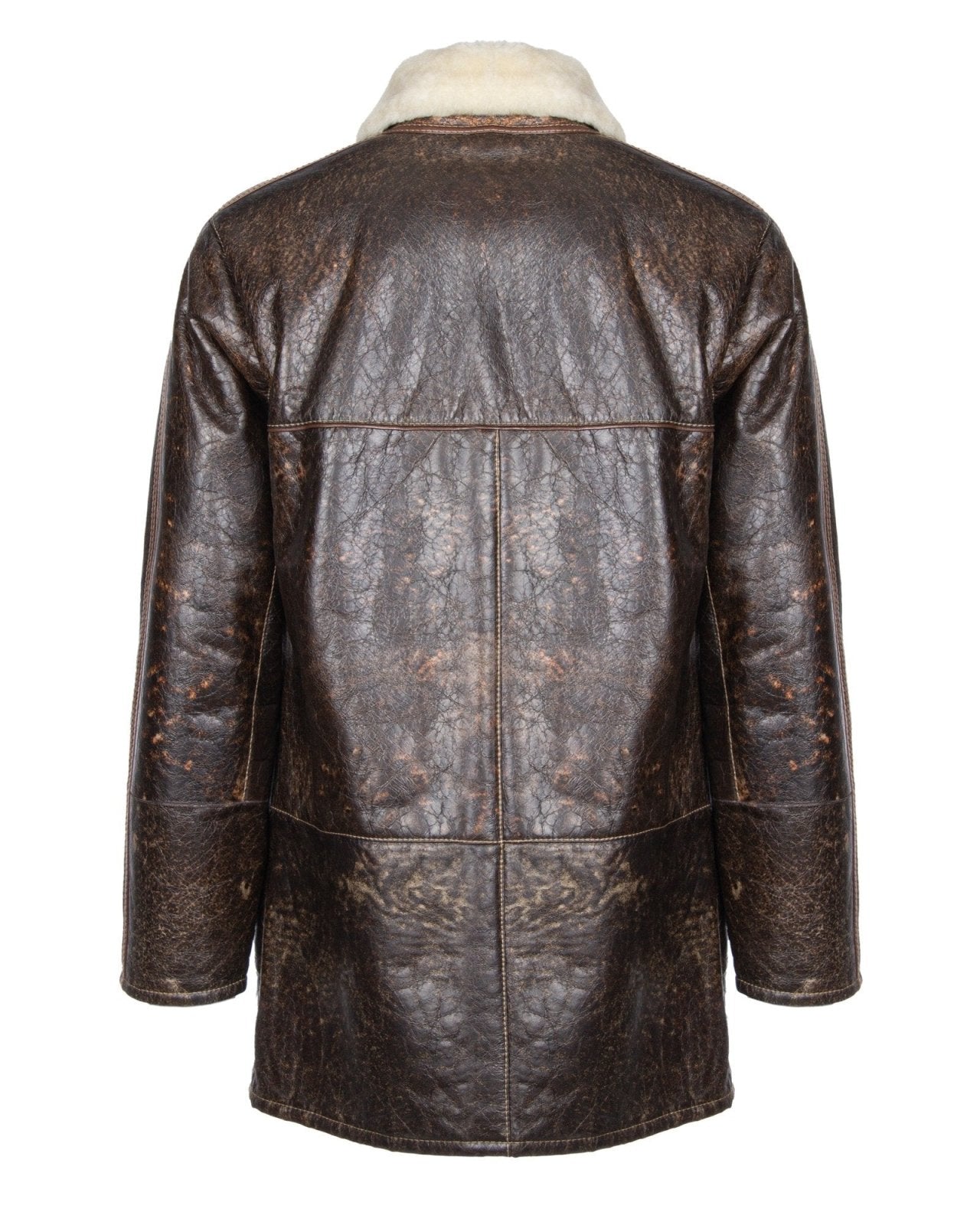 Brown Long Leather Jacket - ADAMO