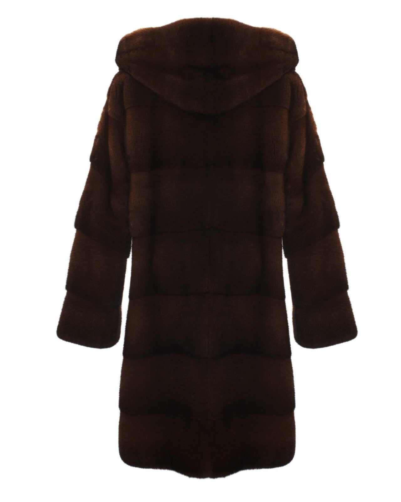 Brown Long Mink Fur Coat - ADAMO