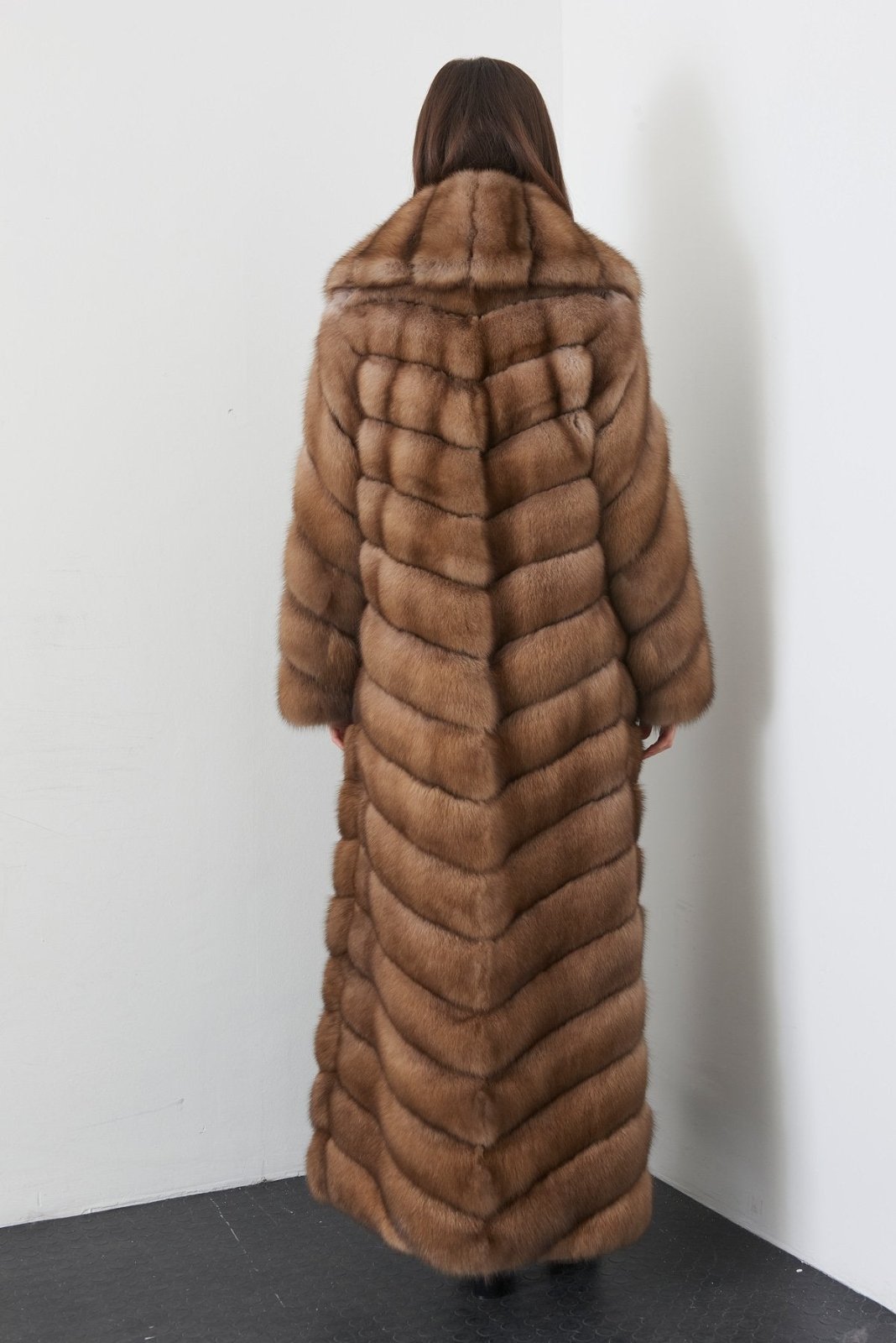 Brown Long Sable Fur Coat - ADAMO