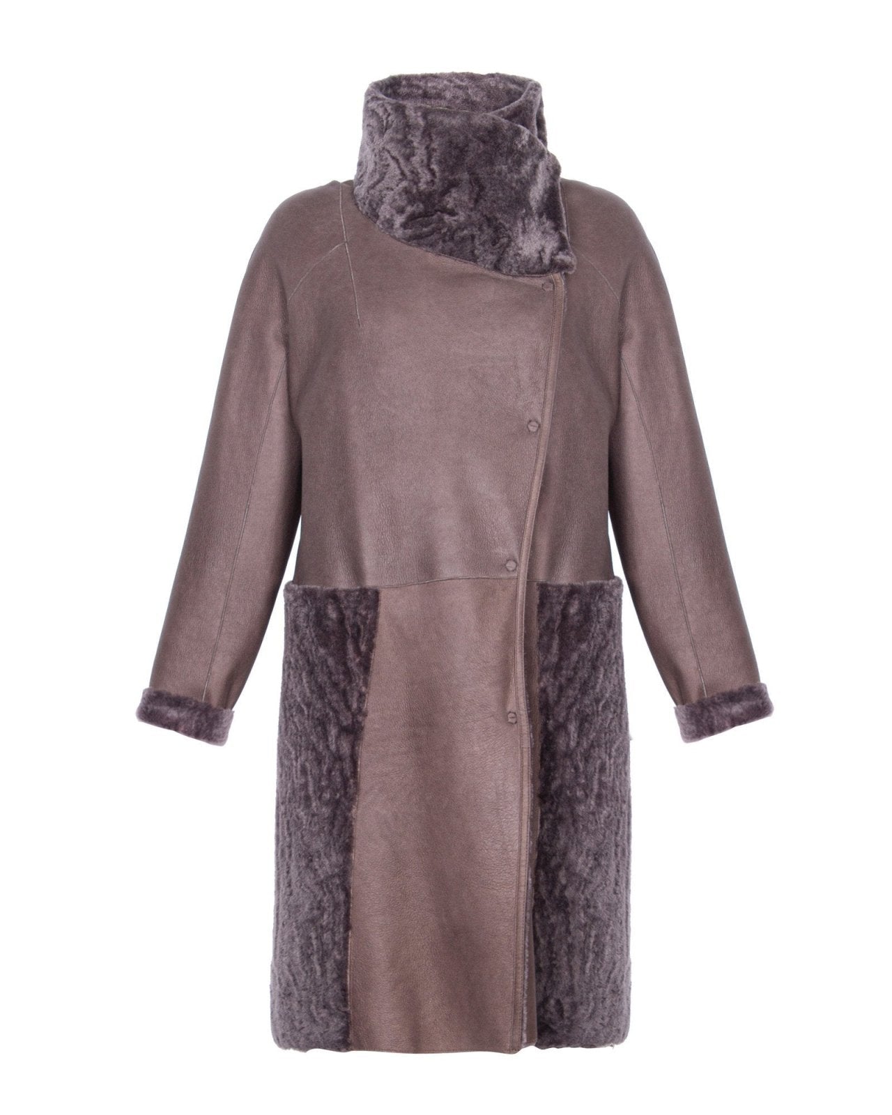 Brown Long Shearling Coat - ADAMO