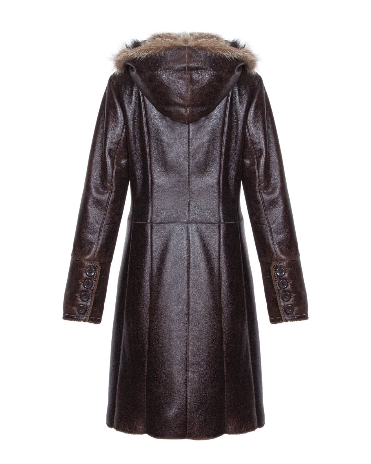 Brown Long Shearling Coat - ADAMO