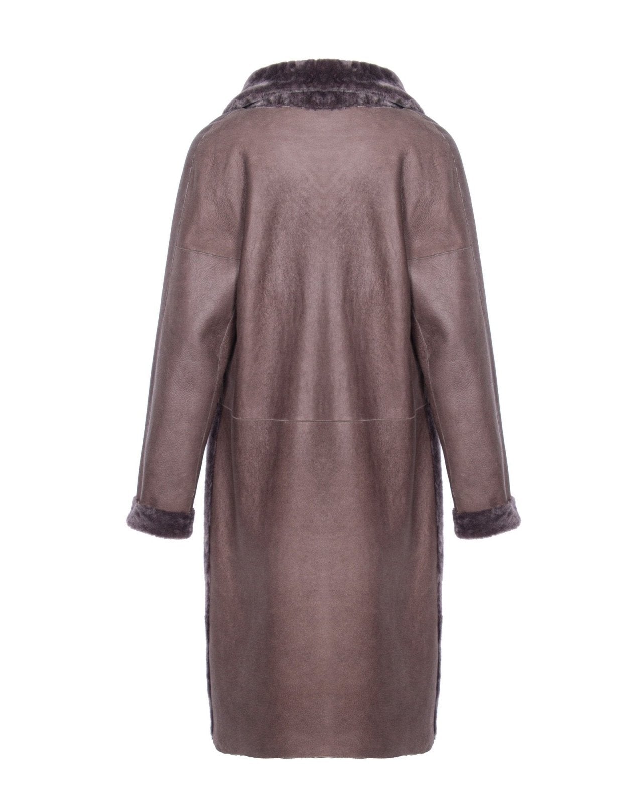 Brown Long Shearling Coat - ADAMO